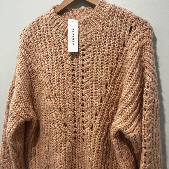 Topshop Dusty Rose Cable Knit Turtleneck Sweater 12 NWT - Picture 2 of 6